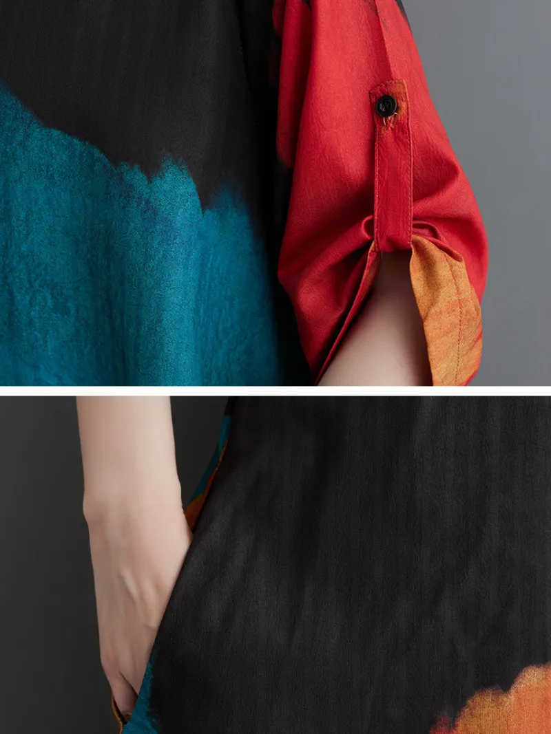 Women's Fashionable Loose Side Pockets A-Line Dress