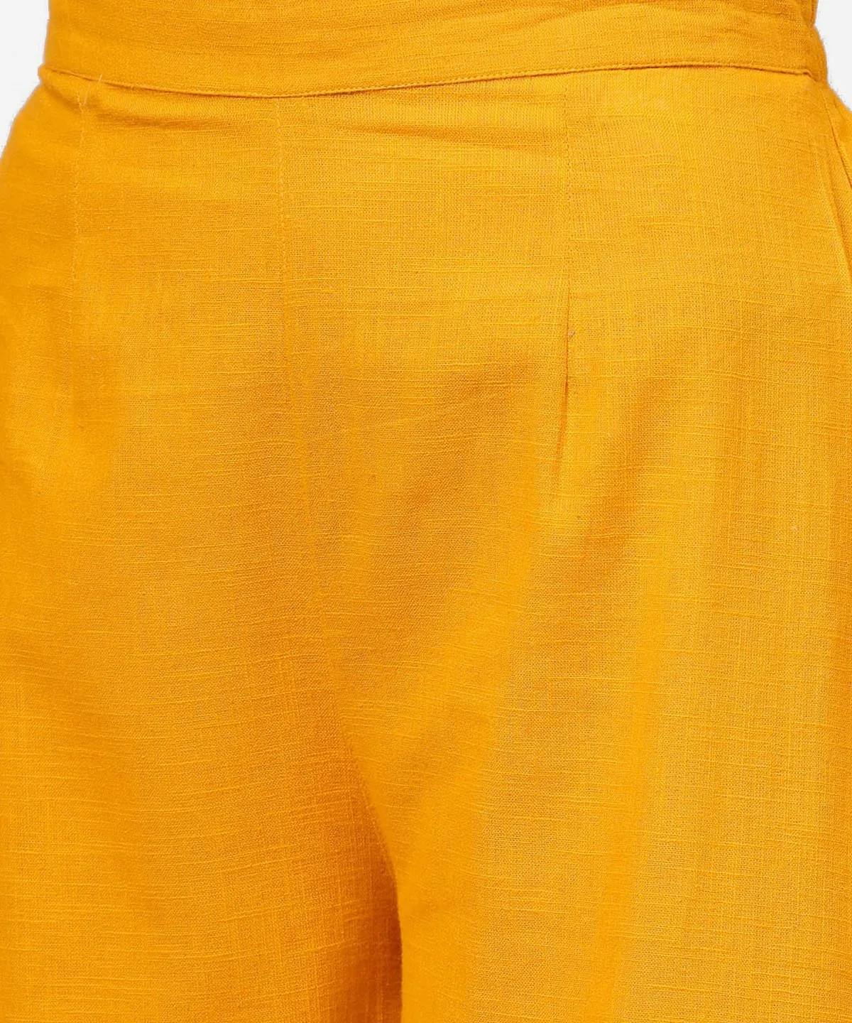 Yellow 3/4Th Sleeve Cotton Anarkali Kurta With Ankle Length Flared Pallazo With Gotta Work