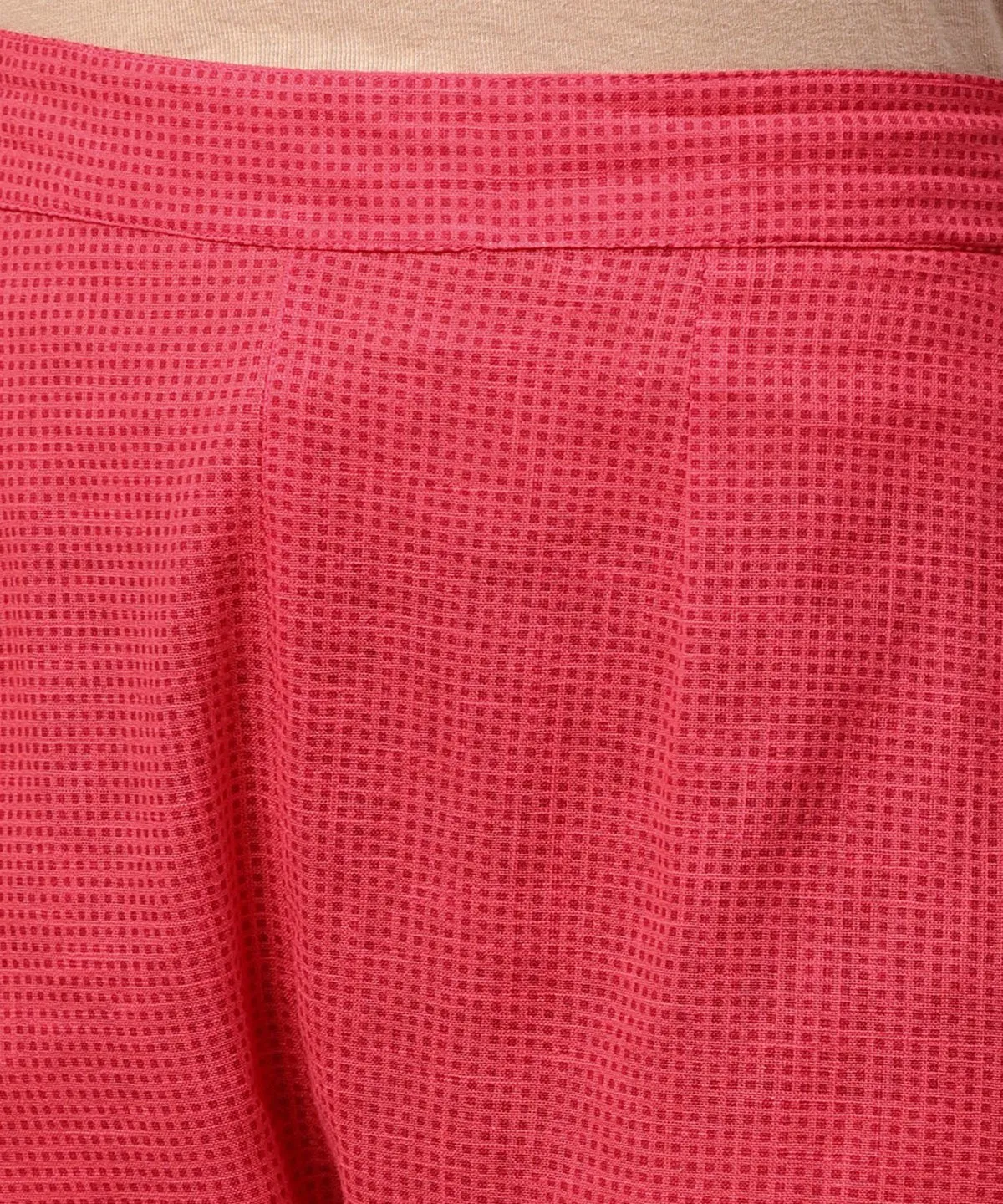 Yellow 3/4Th Sleeve Printed Cotton Anarkali Kurta With Pink Pant