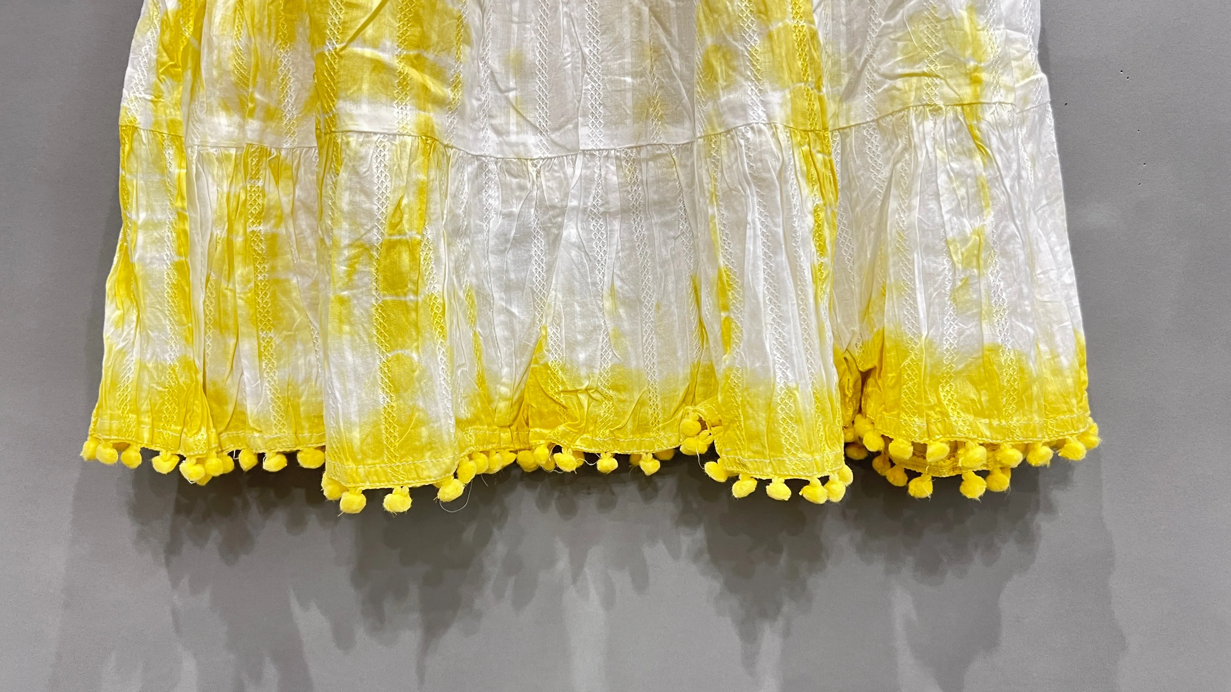 Yellow White A-Line Kurti